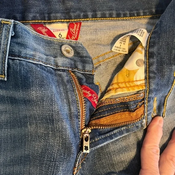 WOMENS LUCKY BRAND CLASSIC RIDER JEANS SZ 28/6 100% COTTON DISTRESSING STRT LEG - Picture 4 of 10